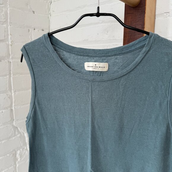 Imogene + Willie Natural Linen Cotton Muscle Tee in Blue - Small - Picture 2 of 5
